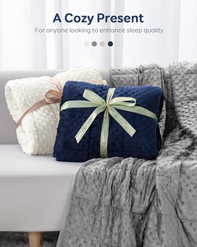 Image of Kivik Washable Weighted Blanket for Adults, 12 lbs Weight Heavy Throw Blankets, Ultra Soft Cooling Minky Weighted Comforter, Sleep Calm Gifts for Woman Men, 48 inchx72 inch Twin Size, 12 Pounds, White