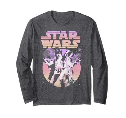 T-shirt Star Wars à manches longues imprimé affiche rétro gradient pour look geek