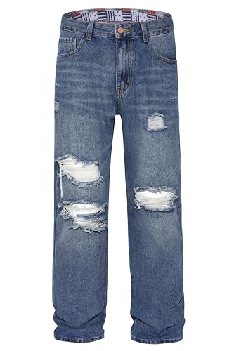 Men's Non-Stretch Relaxed Fit Straight-Leg Denim Pants Jeans