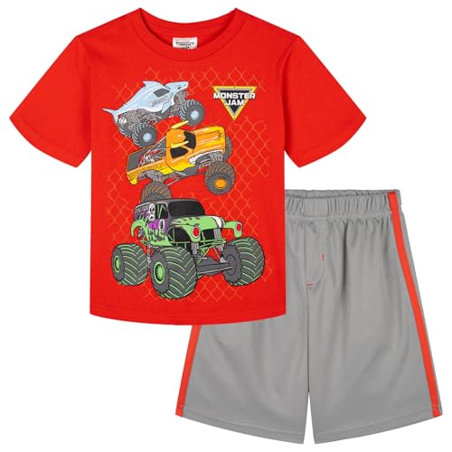 Image of Monster Jam Boys' Athletic 2-Piece T-Shirt and Shorts Set Toddler to Big Kid