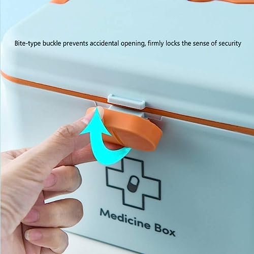 Image of HomeCloud Plastic First Aid Box with Tight Lock Mechanism & Convenient Handle | Multi-Purpose Medicine Storage Organizer for Medicines, Bandages, Ointments & Medical Tools (Blue)