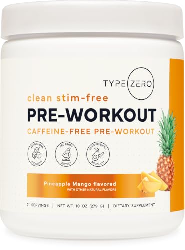 Type Zero Clean Stim Free Pre Workout Powder (Pineapple Mango) 21 Servings