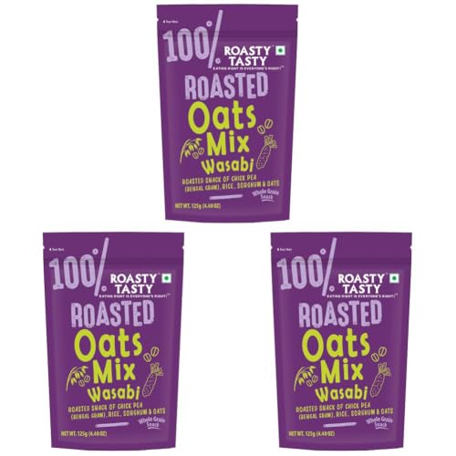Image of Roasty Tasty Roasted Oats Mix Wasabi | Healthy Snacks | Chickpeas Diet Chiwda | Not fried Snack | Chivda | Roasted Namkeen Mixture | Guilt Free | Protein Snack | Crunchy & Tasty | Pack of 6 (125g each)