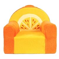 Heypappy Toddler Chair, Comfy Foam Kids Sofa with Soft Velvet Cover, Toddler Couch with Cute Orange Design for Gaming and Studying, Kids Couch for Boys and Girls