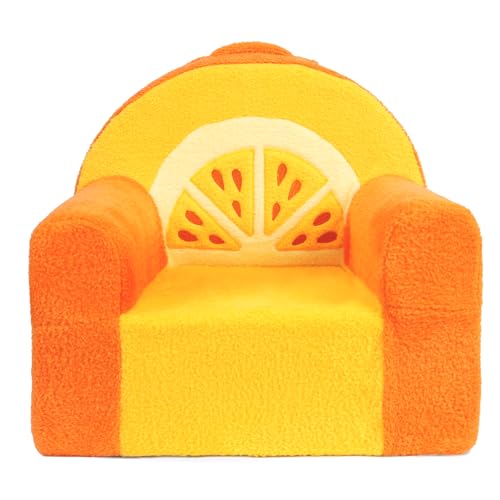 Heypappy Fauteuil Enfant - Fauteuil Confortable et ludique en Mousse à Housse Velour, Canapé Orange Design pour Enfants