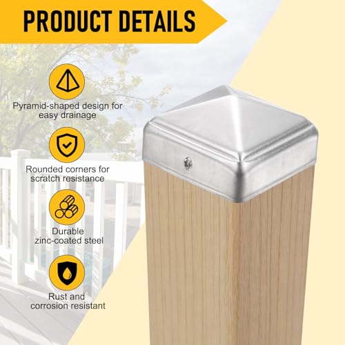 Tapones para postes de valla 101mm aluminio plateado sourcing map 3