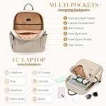 Stylish Laptop Backpack for Women Computer Bag Fits 14 Inch Notebook Travel College Work Backpacks Purse (Apricot)