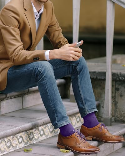 Feraricci Solid Color Casual Dress Socks for Men - Colorful & Comfortable Crew Socks3