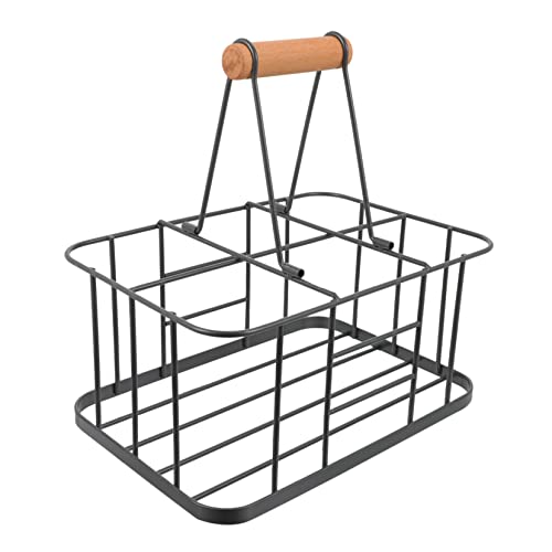 COLLBATH 1 PC Decorative Wine Rack with Hand Held Basket Red Wine Holder for Beverage Storage for Home Bar and Kitchen Organization