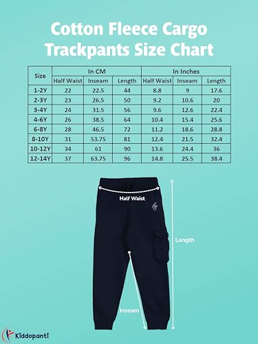 Image of KiddoPanti Boys Solid Fleece Cargo Track Pants | Cotton Poly Fleece Fabric | Ankle Length Jogger | 2 Cargo Pocket,1 Side Pocket | Elastic Waist & Drawcord | Jogger Track Pants