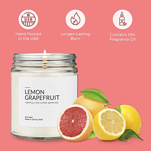 1Oak Soy Wax Scented Candles (Lemon Grapefruit) - Soy Candles For Home Scented - Long Burning Candles Premium - Hand-Poured (9Oz.) #TOP2