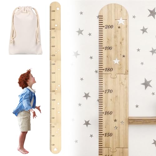 Messlatte Kinder Holz – Klappbare Wachstumsmessleiste (50–200 cm) zur Wandmontage, ideal für Kinderzimmer, Geburtstagsgeschenk, Taufgeschenk oder zur Geburt inkl. Canvas-Aufbewahrungstasche(27*42cm)