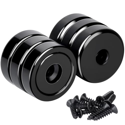 MIN CI 6Pack Black Neodymium Magnets - 35lbs with Hole, Screws, 20mm Extra Strong Round Rare Earth Pot Magnets