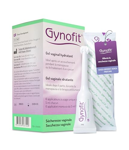 Gel vaginale idratante Gynofit - Sollievo dalla secchezza vaginale - Miglioramento della flora vaginale per una maggiore facilità e comfort - Gel vaginale privo di ormoni e profumi (6 pezzo)