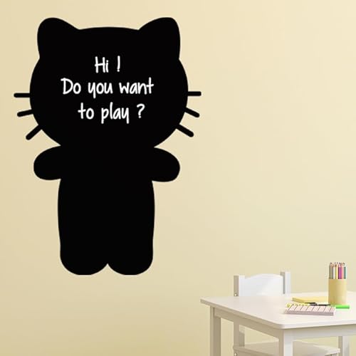 Ardesia - Adesivo da parete con motivo gattino cancellabile altezza 135 x larghezza 100 cm