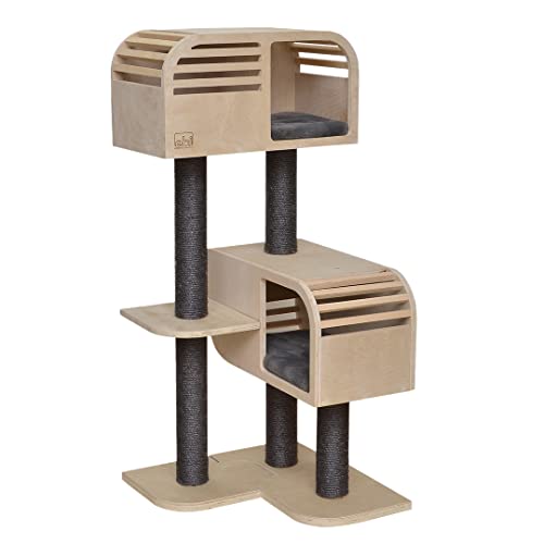 Ebi, Kratzbaum Atlas 120, 57,5 x 56,5 x 123,5 cm, Beige/Anthrazit, Kratzbaum, Beige/Anthrazit, Katze