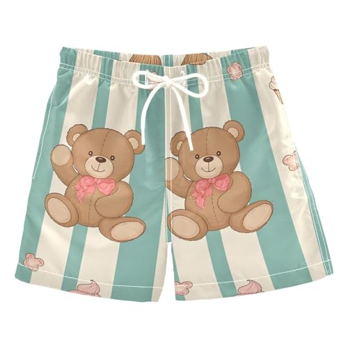 FLildon Bears and Cakes Little Boys Swim Trunks with Mesh Lining Quick Dry Beach Board Shorts, 3T