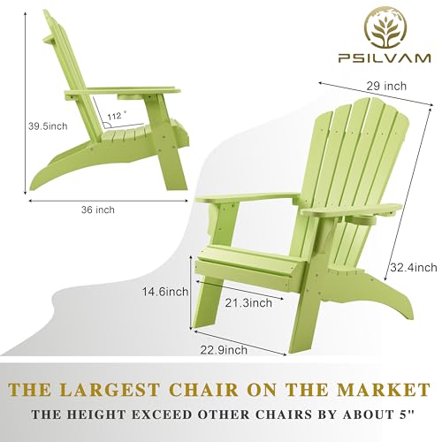 Psilvam-Adirondack-Chair-Oversized-Poly-Lumber-Fire-Pit-Chair-with-Cup-Holder-350Lbs-Support-Patio-Chairs-for-Garden-Weather-Resistant-Adirondack-Chair-Looks-Like-Real-Wood-2-Green Psilvam Adirondack Chair Oversized Poly Lumber Fire Pit Chair with Cup Holder 350Lbs Support Patio Chairs for Garden Weather Resistant Adirondack Chair Looks Like Real Wood 2 Green