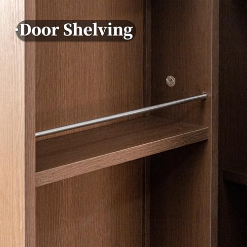 Image of 22 in Deep Kitchen Pantry Storage Cabinet with Doors and Shelves Wood Grain | Tall, Large Cupboard for Food