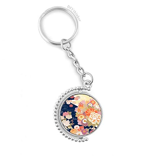 Porte-clé rotatif motif feuille d'érable pivoine Japon, idée cadeau idéale