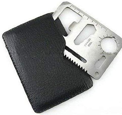 Hetkrishi Stainless Steel Multi-Purpose 11 In 1 Credit Card Size Wallet Ninja Pocket Tool- Small Silver, Bottle Opener