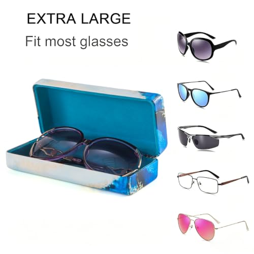 Image of TRIUMPH VISION Sunglasses Case Hard Shell Glasses Case Eyewear Eyeglasses | Sunglass Eyeglass Hard Case for Women and Men Metal PU Leather Lined Storage with Microfiber Cleaning Cloth Protection