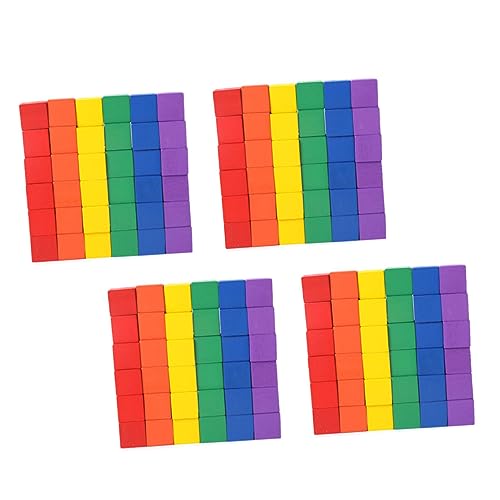 INOOMP 100個カラフル木製クラフトキューブ 用ブロック 積み木 アートプロジェクトに 子供向け 設計