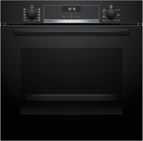 Bosch HBG537BB3, Serie 6, Einbau-Backofen 60 x 60 cm, 10 Automatikprogramme, Schnellaufheizung, Reinigungsunterstützung, EcoClean Direct Rückwand, 3D-Heißluft, Soft Close, Versenkknebel, LCD Display