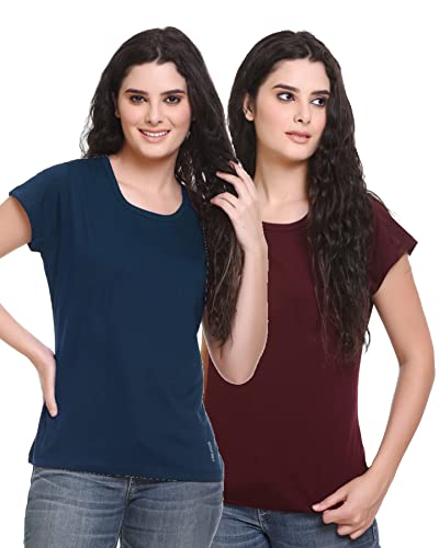 Image of GODFREY Women Round Neck Half Sleeve Cotton T Shirts