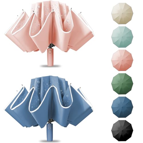 Large Windproof Travel Umbrella with inverted design