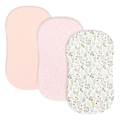 Image of david's kids 3 Pack Bassinet Sheets, Ultra Soft Breathable Comfortable Baby Sheet Set for Boys Girls Neutral, Univeral Fit for Most Cradle and Bassinet Mattress, Garden