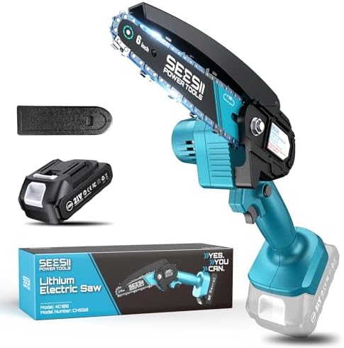 Seesii Mini Chainsaw, 6-inch Mini Chainsaw Cordless, Handheld Electric Power Chain Saw with Battery, for Tree Trimming Wood Cutting,Gifts for Father, Dad, Husband, Men