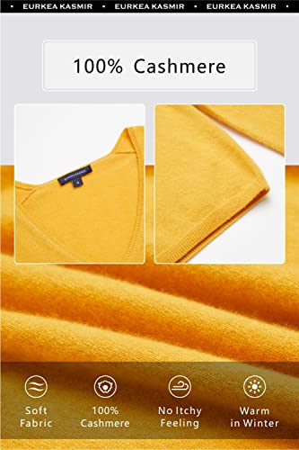 Image of EURKEA Women's V Neck 100% Cashmere Sweater, Long Sleeve Pullover, Winter Top for Women, Gifts Ready