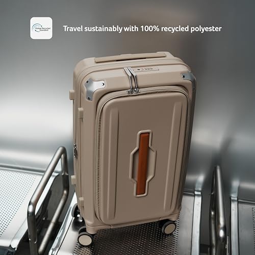 Image of Acer Brisbane Suitcase, 20 inch Cabin, with 360 Degree Spin 8 Wheels, Double TSA Lock, Dual Opening (Top and Mid), Expandable, Recycled Polyseter Material, Moreton Sand