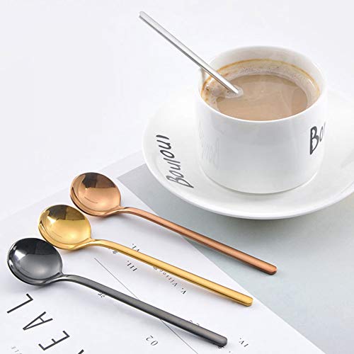 8 Pcs Coffee Spoons Teaspoons 5.3-Inch Matte Frosted Handle Stainless Steel Espresso Spoons For Coffee Ice Cream Sugar Dessert Cake Soup #TOP2