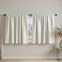 LinTimes Confezione da 2 tende corte oscuranti beige, 66 x 91,4 cm (2 pannelli), tasca per asta, blocco della luce, oscuramento della stanza, cucina, bagno, camera da letto, soggiorno