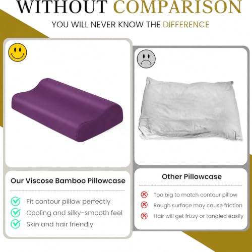 Image of Cooling Contour Cervical Pillowcase, Dark Purple, 24x14x5 /3.7 Inches,1 Pack