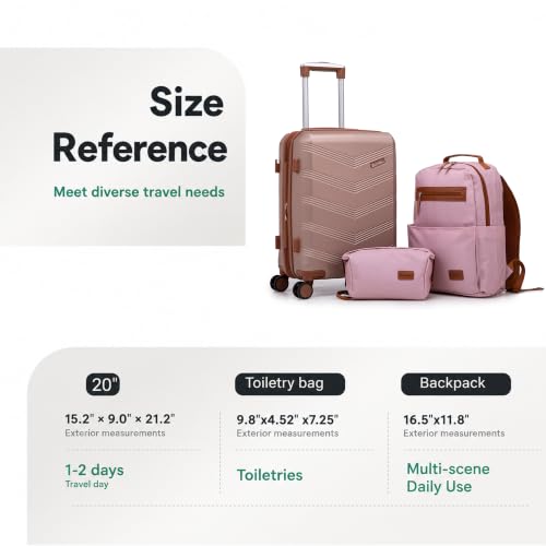 Image of CONCEPTEN Expandable Carry on Luggage 3 Piece Suitcases with Spinner Wheels | Suitcase Set with Spinner Wheels TSA-approved Lock ABS Travel 20 Inch
