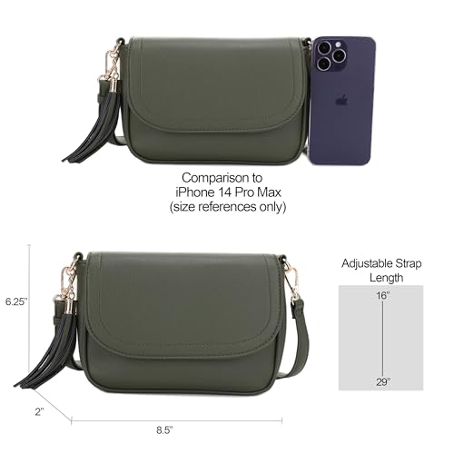 Image of EVVE Small Crossbody Bags for Women Trendy Flap Saddle Purses with Tassel Vegan leather Shoulder bag