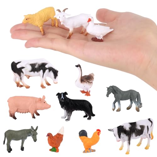 MXTIMWAN 12 Stück Sehr Klein Bauernhof Tierfiguren, Mini Bauernhof Tierfiguren, Bauernhof Scheunentiere Spielset für Kinder, Jungen, Mädchen, Kuchendekoration, Tiere Thema Geburtstag Party