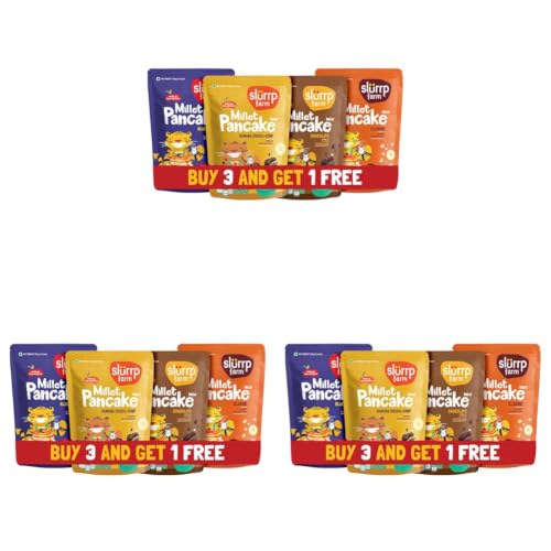 Image of Slurrp Farm Healthy Pancake Lovers Combo | Blueberry, Classic, Chocolate & Banana | No Maida, Wheat & Preservative | Made With Millets | 100% Vegetarian Healthy Breakfast for Kids & Adults,150G*4