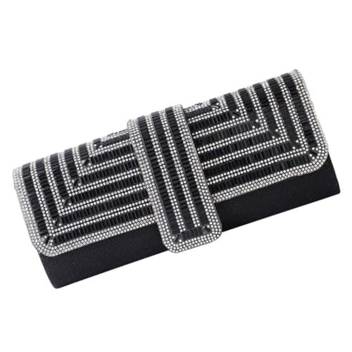 Tofficu Rhinestone Inlaid Evening Clutch Bag Black Event Handbag Banquet