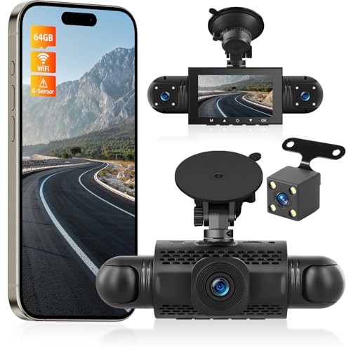 Dashcam Anteriore E Posteriore 2.5K+1080p Con WiFi, Sensore G, Visione Notturna, Angolo 170°+140°, Include Scheda SD 64GB E Lettore USB Dashcam Anteriore E Posteriore 2.5K+1080p Con WiFi, Sensore G, Visione Notturna, Angolo 170°+140°, Include Scheda SD 64GB E Lettore USB