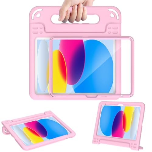 AVAWO Case for iPad with Adjustable Handles (Light Pink, for iPad A16 11th/10th Gen 11"/10.9" 2025/2022)