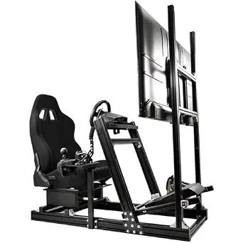Marada Aluminum Racing Simulator Cockpit with Monitor Stand, Compatible with Fanatec, Thrustmaster T818, Logitech G923