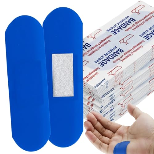 120 Pack PE Blue Adhesive Bandages for Food Service and Catering Metal Detectable Waterproof PE Strips