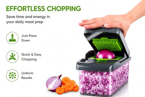 Image of 14-in-1 Multipurpose Fruits & Vegetable Chopper, This Manual Kitchen Tool Combines Chopping, Slicing, Dicing, Grating, Peeling and Chipping, Durable Food-Grade Body for Kitchen