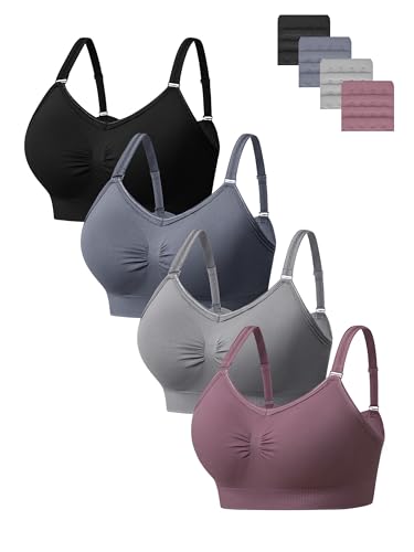 HBselect 4Pcs Sujetador sin Aros para Mujer Cómodo Bralette