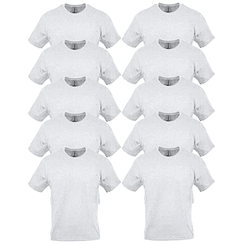 Gildan Men's Heavy Cotton T-Shirt, Style G5000, Multipack, Ash Grey (10-Pack), Large