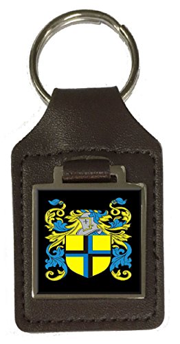 Porte-clés en cuir Daly blason de famille marron tannage artisanal